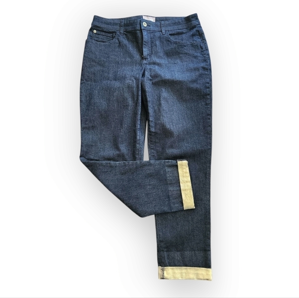 Chico's Metallic Gold Cuffed Ankle Jeans 0.5